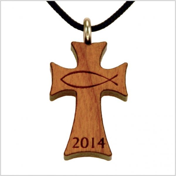 39E - Wooden cross, fish