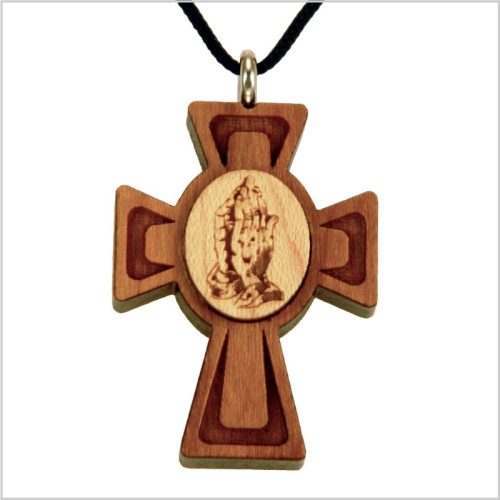 52B - Wooden cross clasped hands