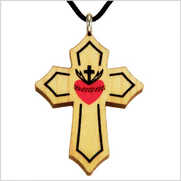 55A - Wooden cross, sacred heart
