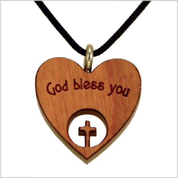 62B - Wooden heart with cross
